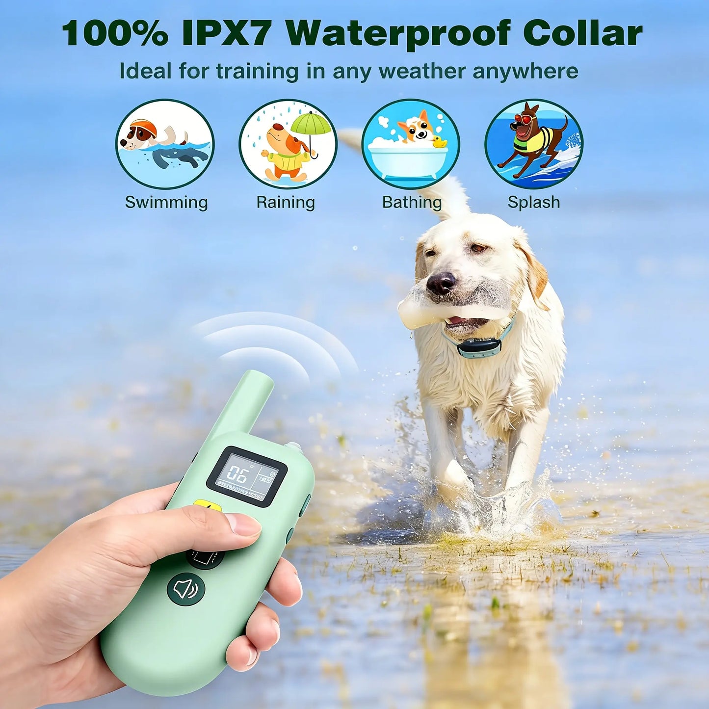 Dual Dog Training Shock Collar with 3300Ft Remote, 3 Training Modes: Beep, Shock, Rechargeable, Adjustable for Medium to Large Dogs (20-150 lbs)