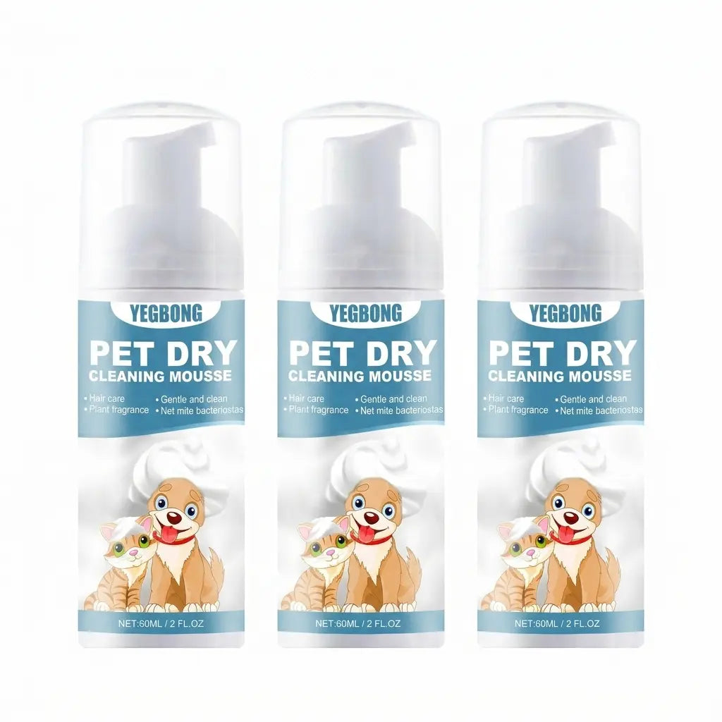 Pet Dry Wash Foam Shampoo for Kittens and Dogs - Rinse-Free Formula, Odor Eliminator, Coat Smoother, and Fur Cleanser