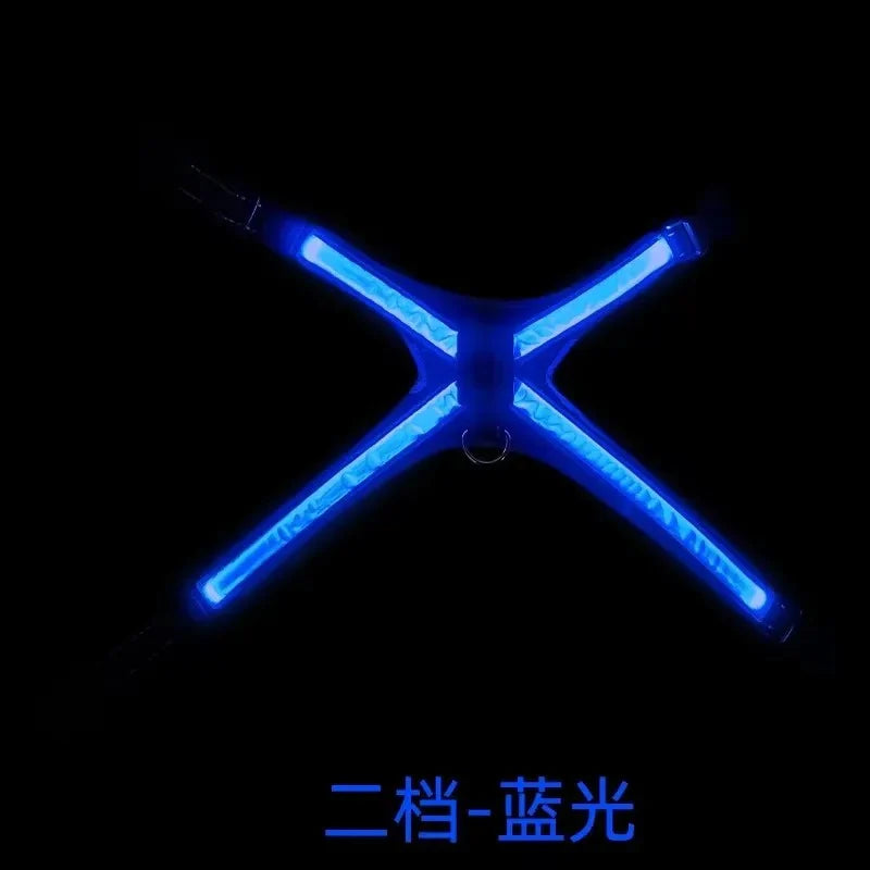 LED Light-Up Color Changing Dog Collar & Reflective Vest with Adjustable Harness and Leash - Explosion Resistant Pet Gear