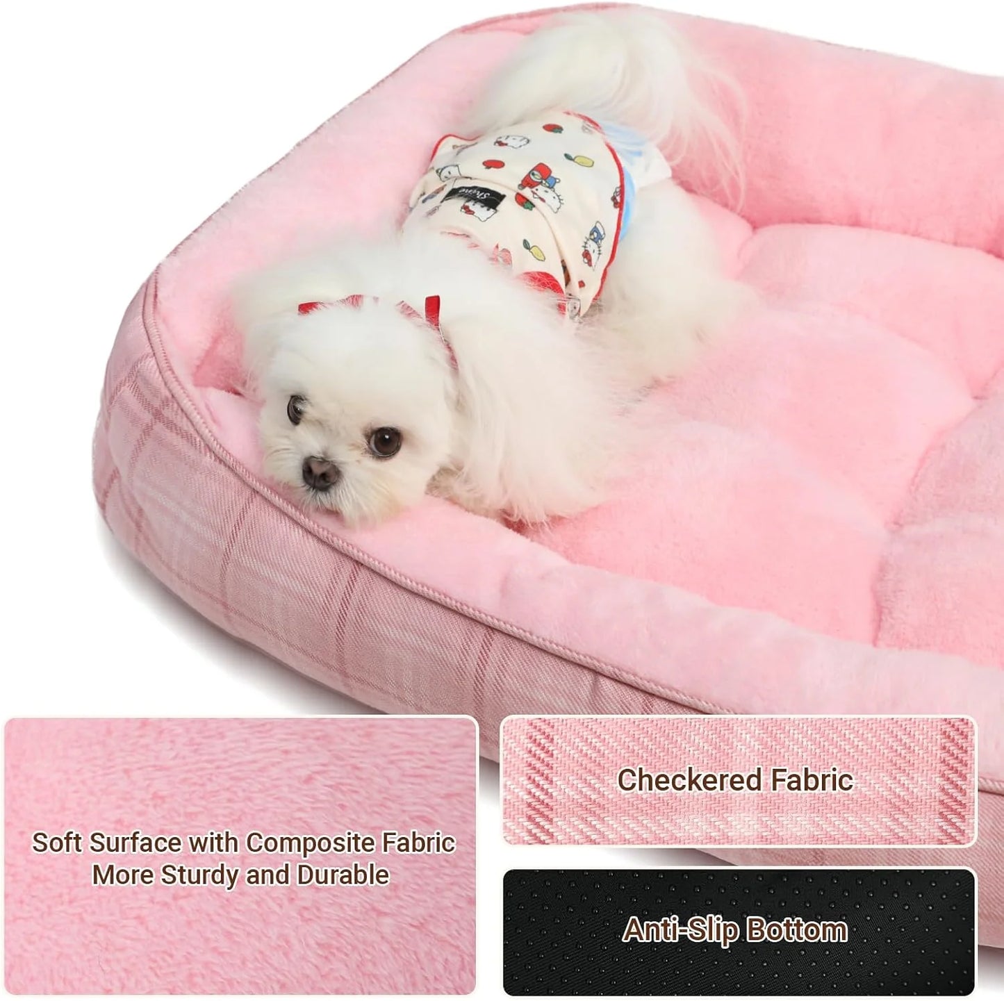Cozy Orthopedic Dog Bed for Small & Medium Pets - Durable, Washable Cuddler with Anti-Slip Bottom (Pink)
