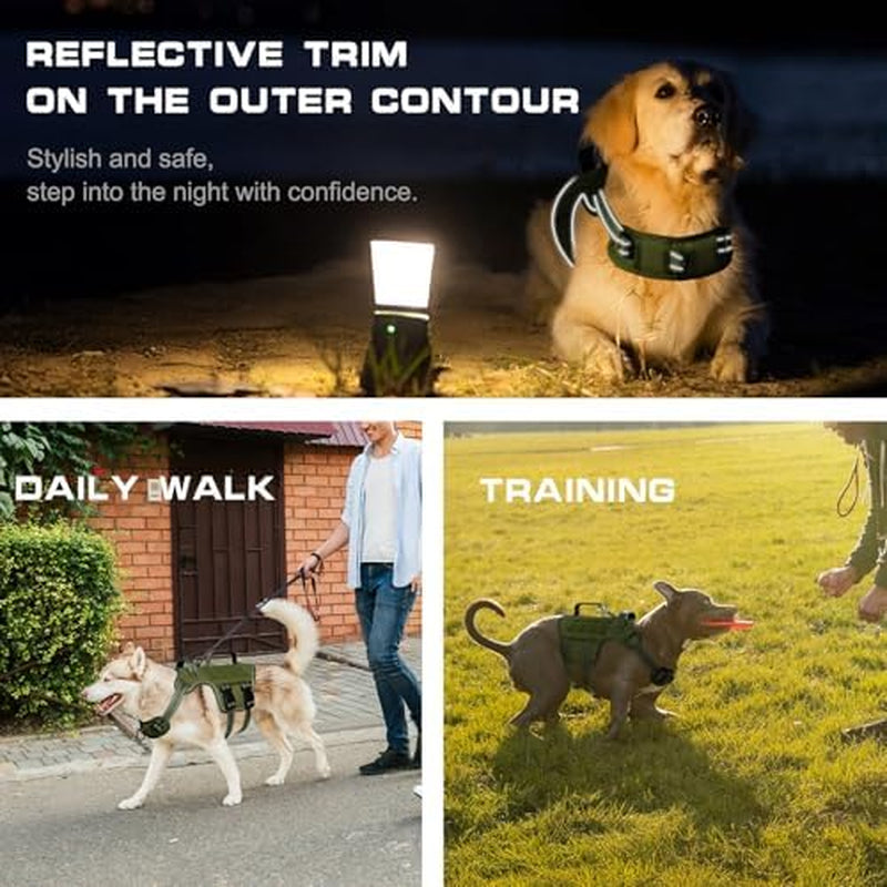 Heavy Duty Tactical Dog Harness for Large Dogs - No Pull, Adjustable, Reflective, and Breathable Vest for Walking, Hiking, and Training
