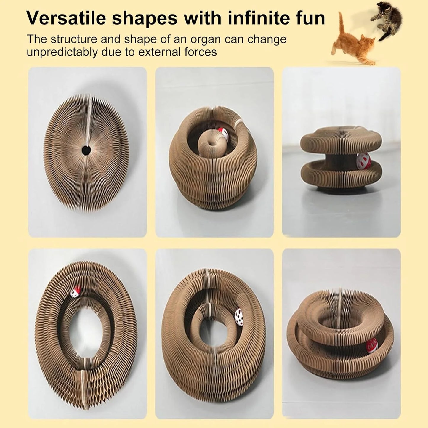 Interactive Kitty Curls Cat Toy - Magic Organ Scratch Pad with Toy Ball for Claw Grinding and Fun!