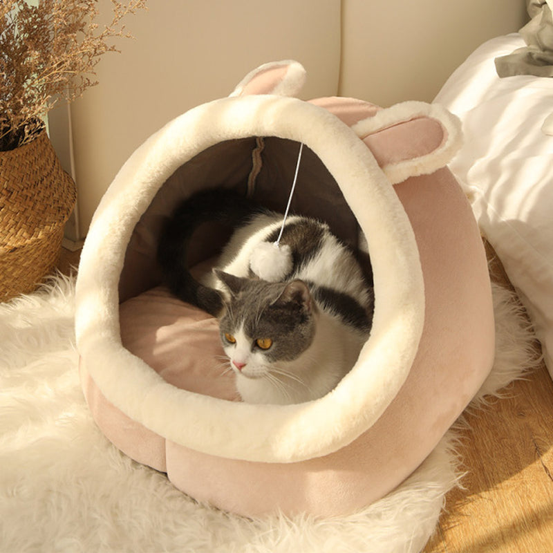 Premium Cozy Cat Bed and Pet Basket - Soft Washable Lounger for Kittens and Small Dogs