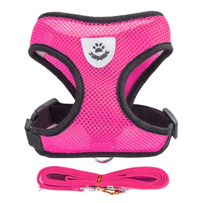 Adjustable Cat and Dog Harness Vest with Leash - Comfortable Mesh Walking Gear for Small to Medium Pets