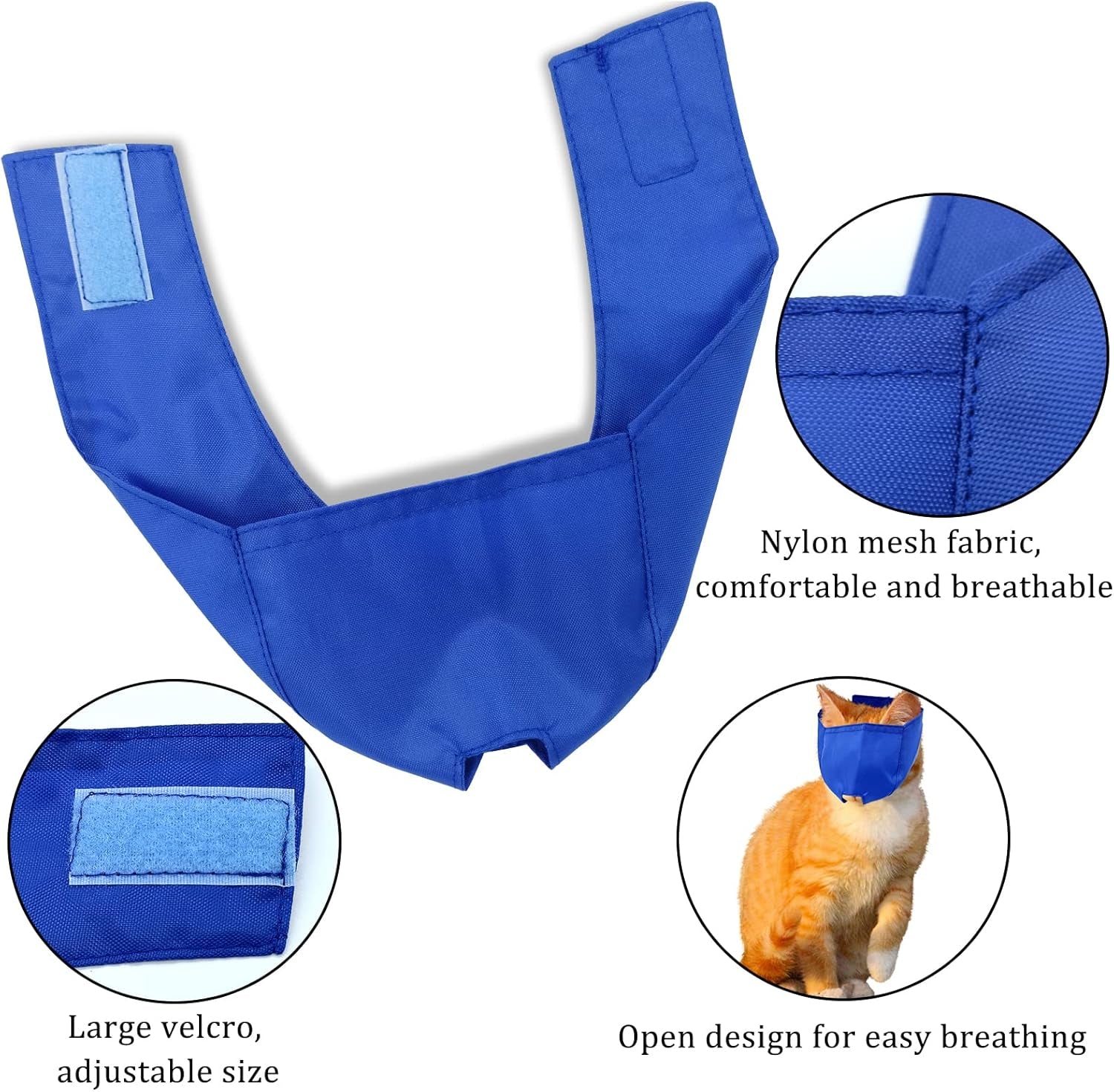 3-Pack Breathable Cat Muzzles - Anti-Bite & Anti-Meow Grooming Restraint Bags for Safe Nail Trimming