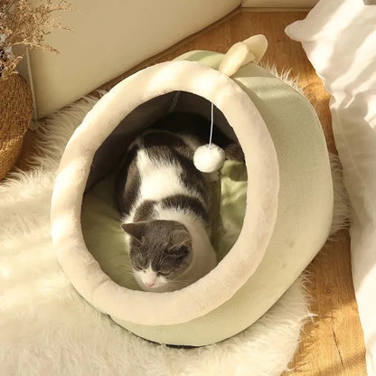 Premium Cozy Cat Bed and Pet Basket - Soft Washable Lounger for Kittens and Small Dogs