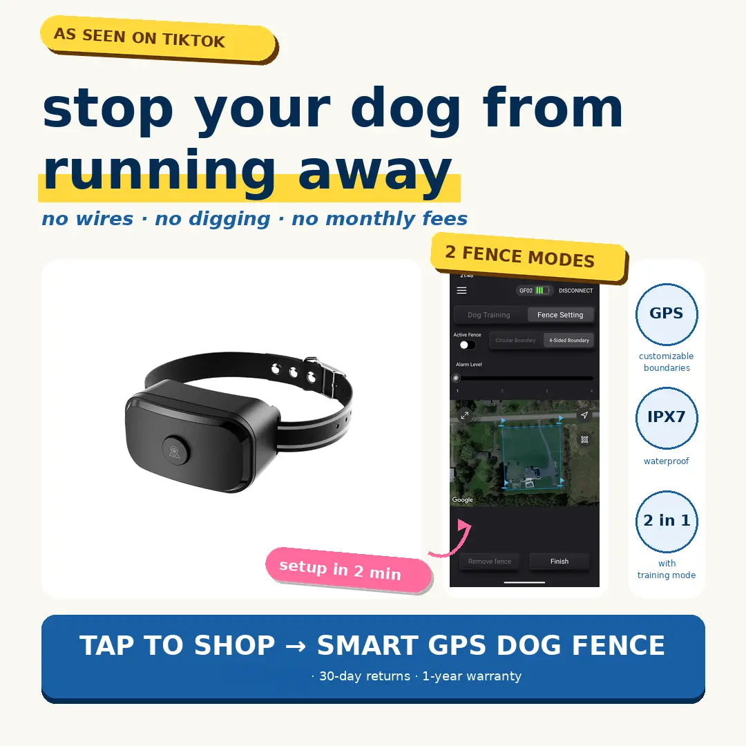 Gf02E GPS Wireless Dog Fence System - Subscription-Free Virtual Containment with Customizable Boundaries, 2-in-1 Training Collar, Waterproof and Rechargeable for Medium to Large Dogs