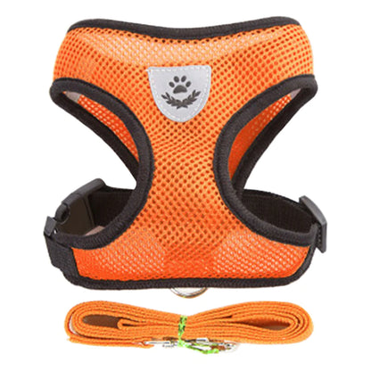 Adjustable Cat and Dog Harness Vest with Leash - Comfortable Mesh Walking Gear for Small to Medium Pets
