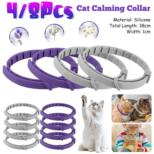 Ultimate Pet Calming Collar Set - Adjustable Anxiety Relief for Cats & Dogs (4 Pcs) - Natural Pheromone Soothing Solution