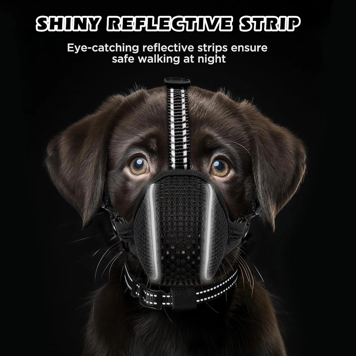Ultimate Soft Nylon Dog Muzzle - Adjustable, Breathable & Reflective Design for Safe Biting, Barking & Chewing Control - Perfect for Small to Large Dogs, Allows Panting & Drinking