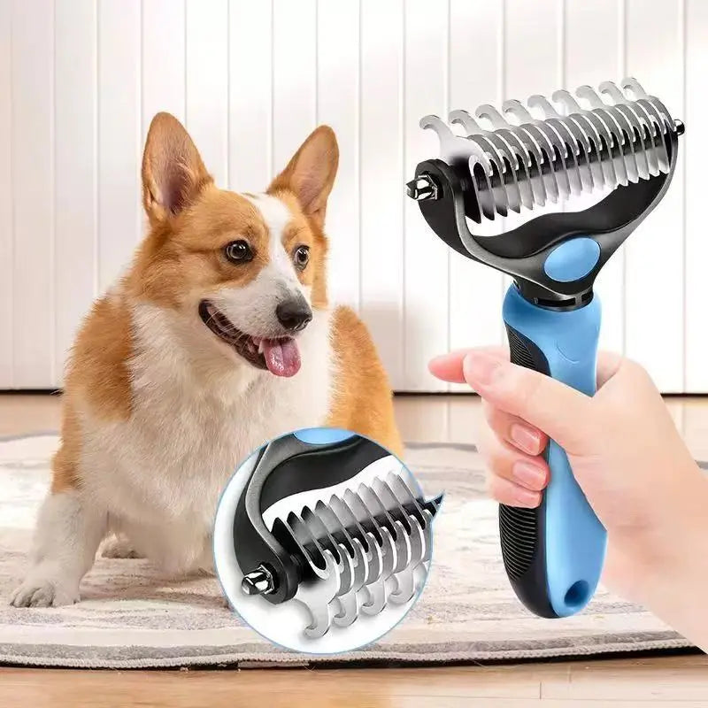 Pain-Free Dematting Undercoat Rake for Pets - Double-Sided Shedding Brush and Tangle Remover Tool for Dogs and Cats, Reducing Loose Hair and Mats Effectively