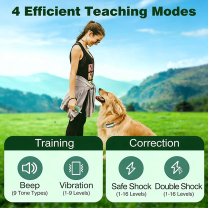 Dual Dog Training Shock Collar with 3300Ft Remote, 3 Training Modes: Beep, Shock, Rechargeable, Adjustable for Medium to Large Dogs (20-150 lbs)