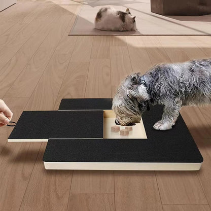 Stress-Free Dog Nail Scratch Board with Treat Drawer - Wooden Grooming Pad for All Breeds