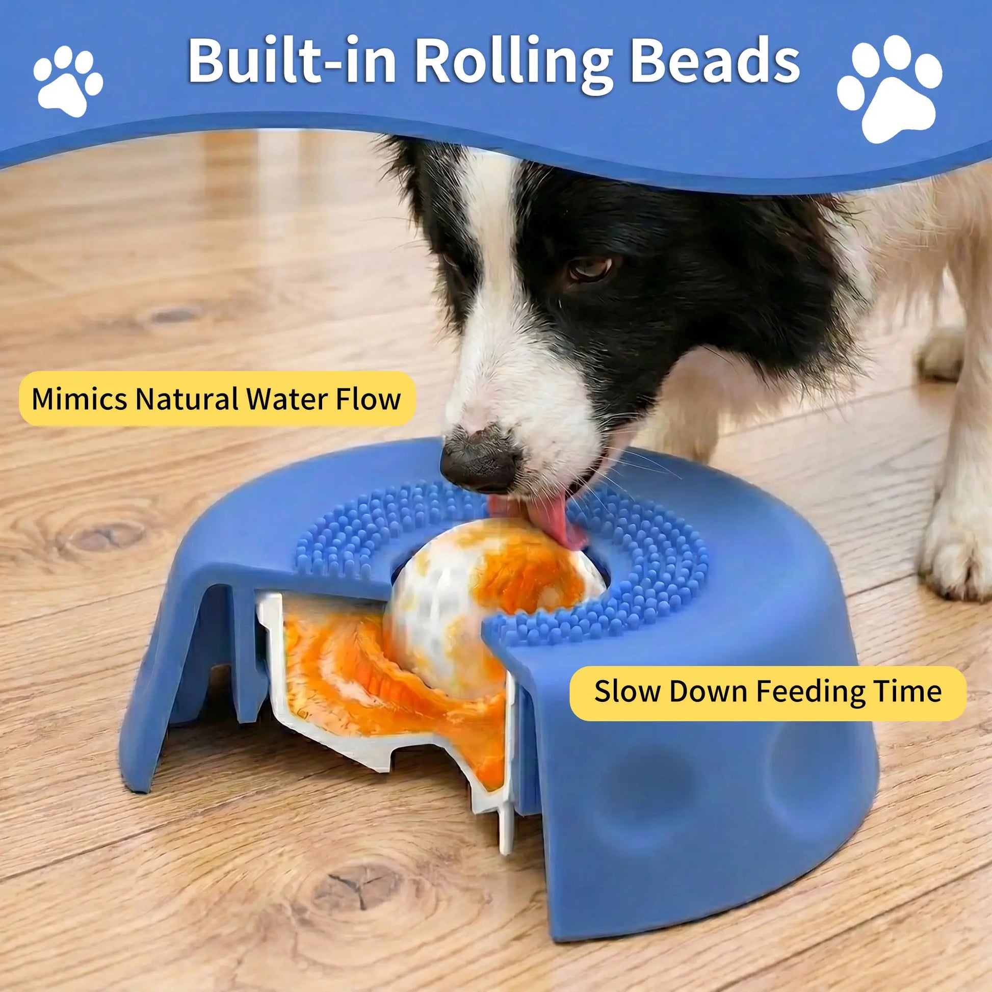 3-in-1 Calming Dog Lick Mat and Slow Feeder Bowl | Interactive Puzzle Toy with Rolling Ball