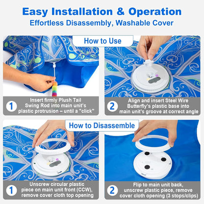 Rechargeable Interactive Cat Toys - Upgraded Hide and Seek Fluttering Fun for Indoor Cats (Blue)