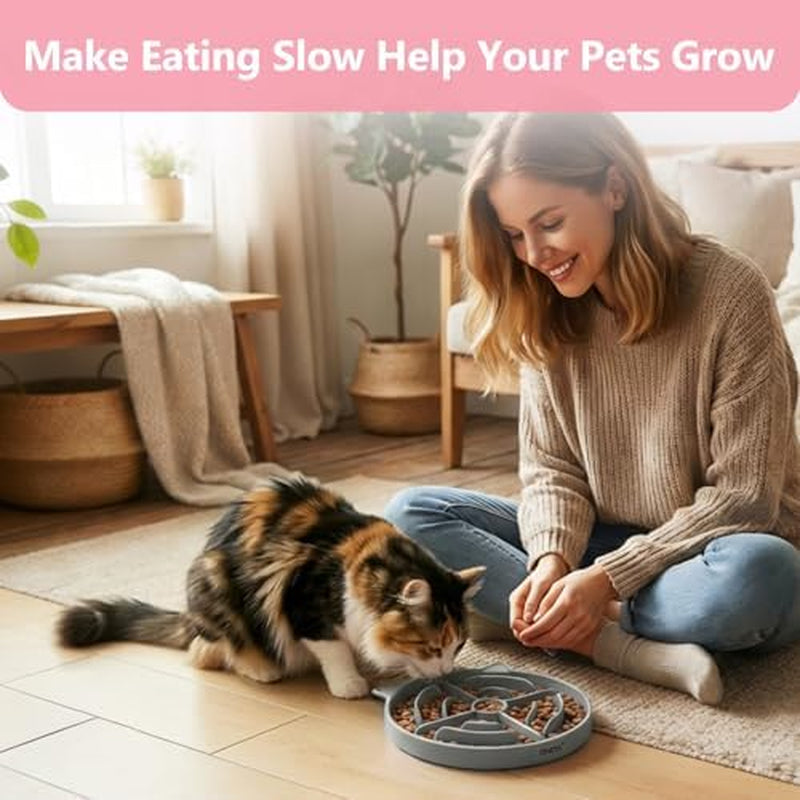 Interactive Silicone Slow Feeder Cat Bowls - 2 Pack for Healthy Eating & Fun Training, Perfect for Puppies and Kittens!