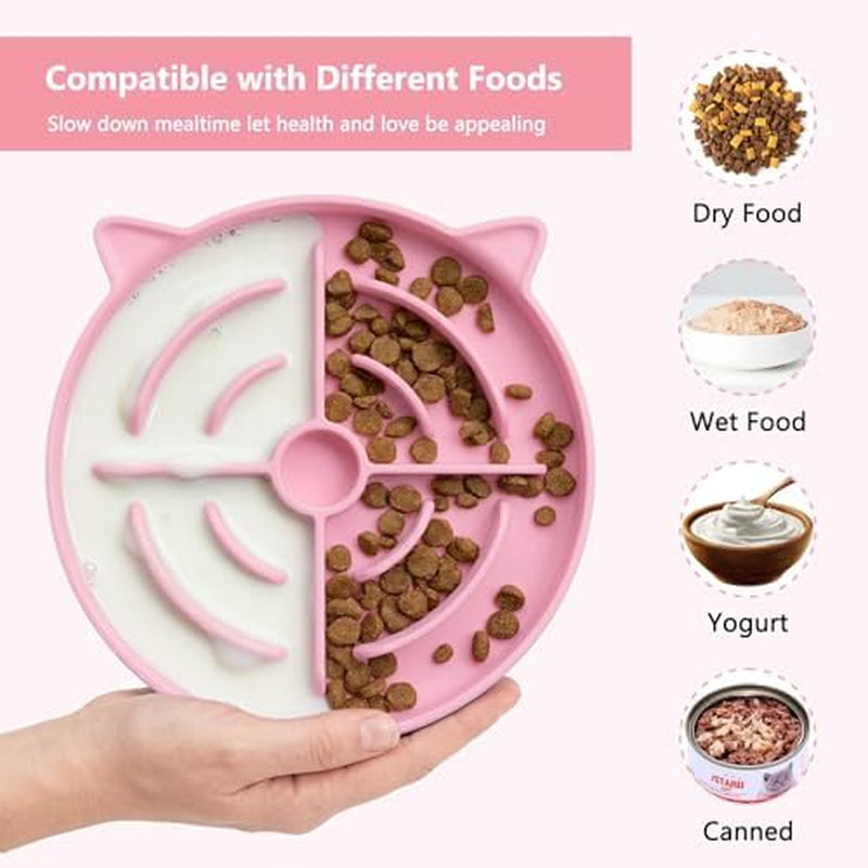 Interactive Silicone Slow Feeder Cat Bowls - 2 Pack for Healthy Eating & Fun Training, Perfect for Puppies and Kittens!