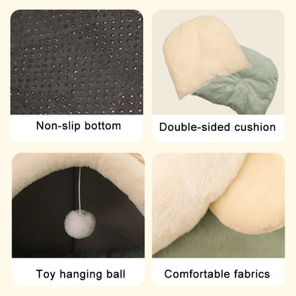 Premium Cozy Cat Bed and Pet Basket - Soft Washable Lounger for Kittens and Small Dogs