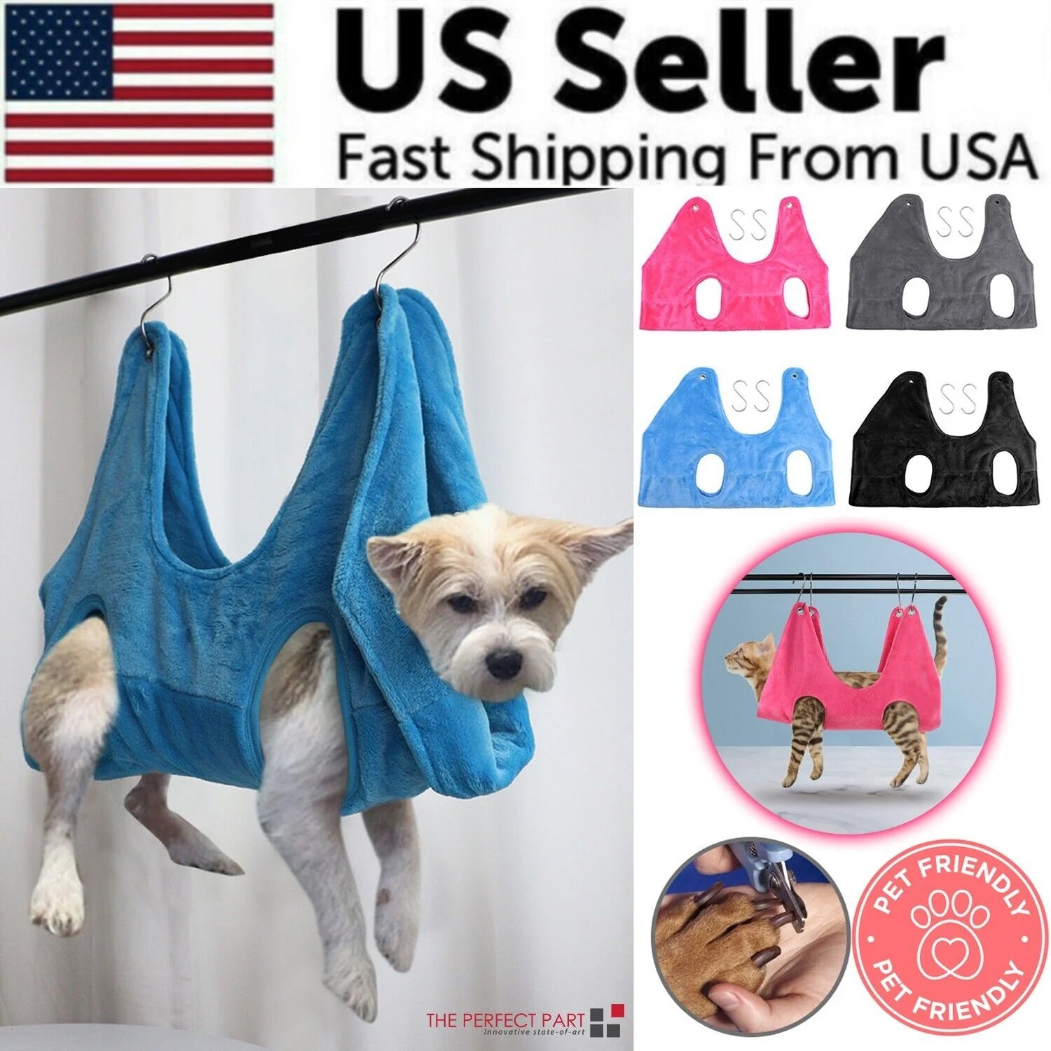 Portable Pet Grooming Hammock Harness for Dogs and Cats - Breathable Grooming Aid