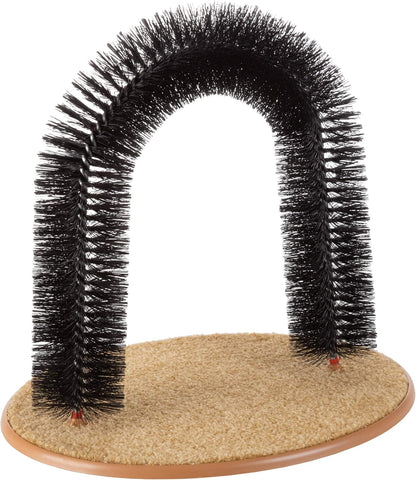 PETMAKER Cat Self-Groomer Arch - Carpeted Base Back Scratcher & Massager for Shedding Control (Black)
