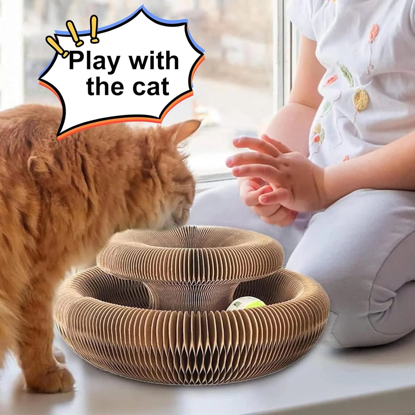 Interactive Kitty Curls Cat Toy - Magic Organ Scratch Pad with Toy Ball for Claw Grinding and Fun!