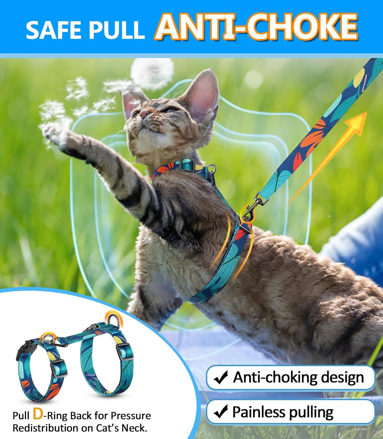 Ultimate Cat Harness and Leash Set - Adjustable, Lightweight, Escape-Proof Comfort for Outdoor Adventures!