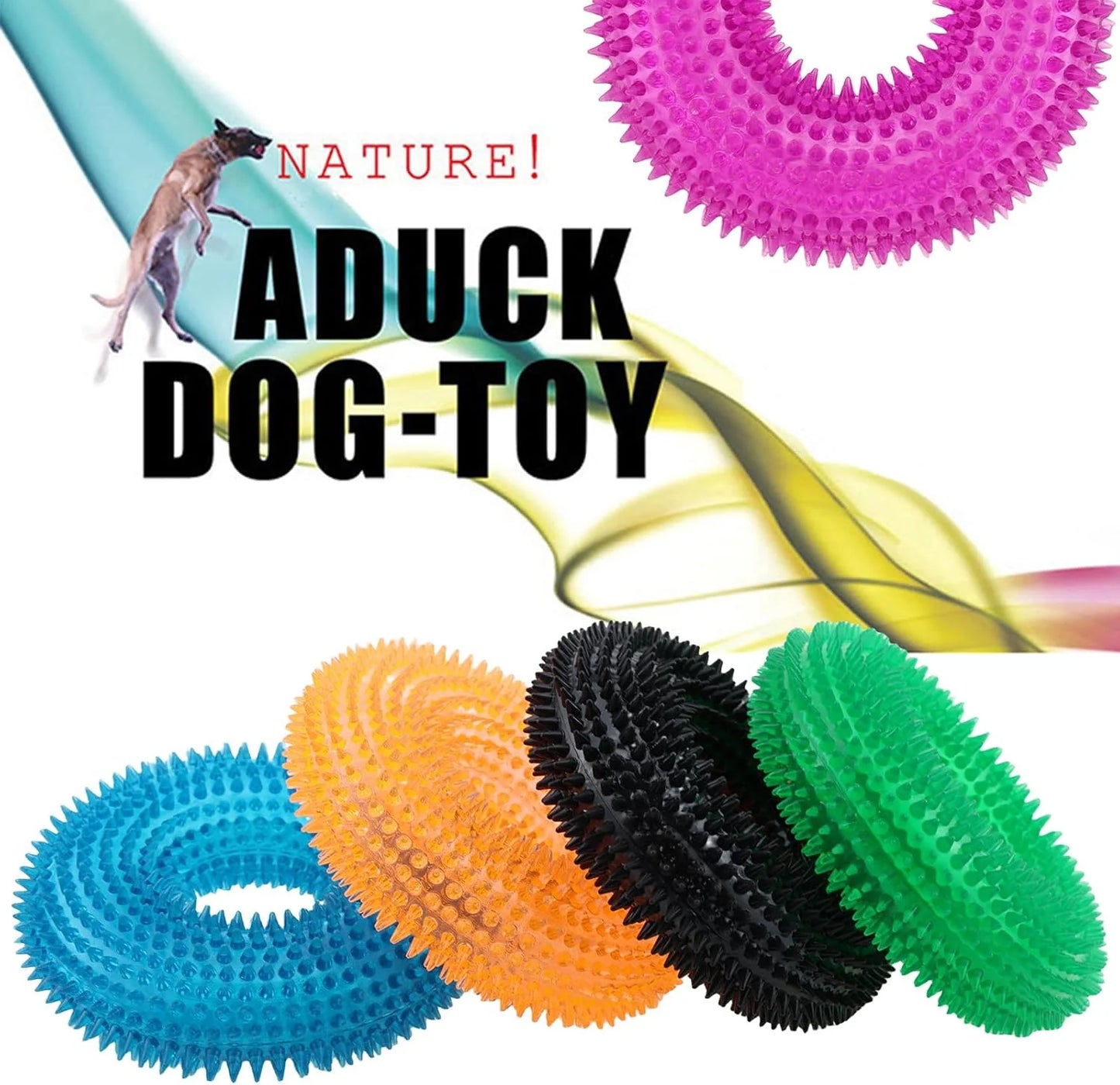 Durable Dog Squeaky Chew Toy - Donut Ring Design, Perfect for Aggressive Chewers of All Sizes, Ideal for Indoor & Outdoor Play, Soft Natural Rubber, 4.92 Inch, Available in Crystal Blue & Crystal Purple