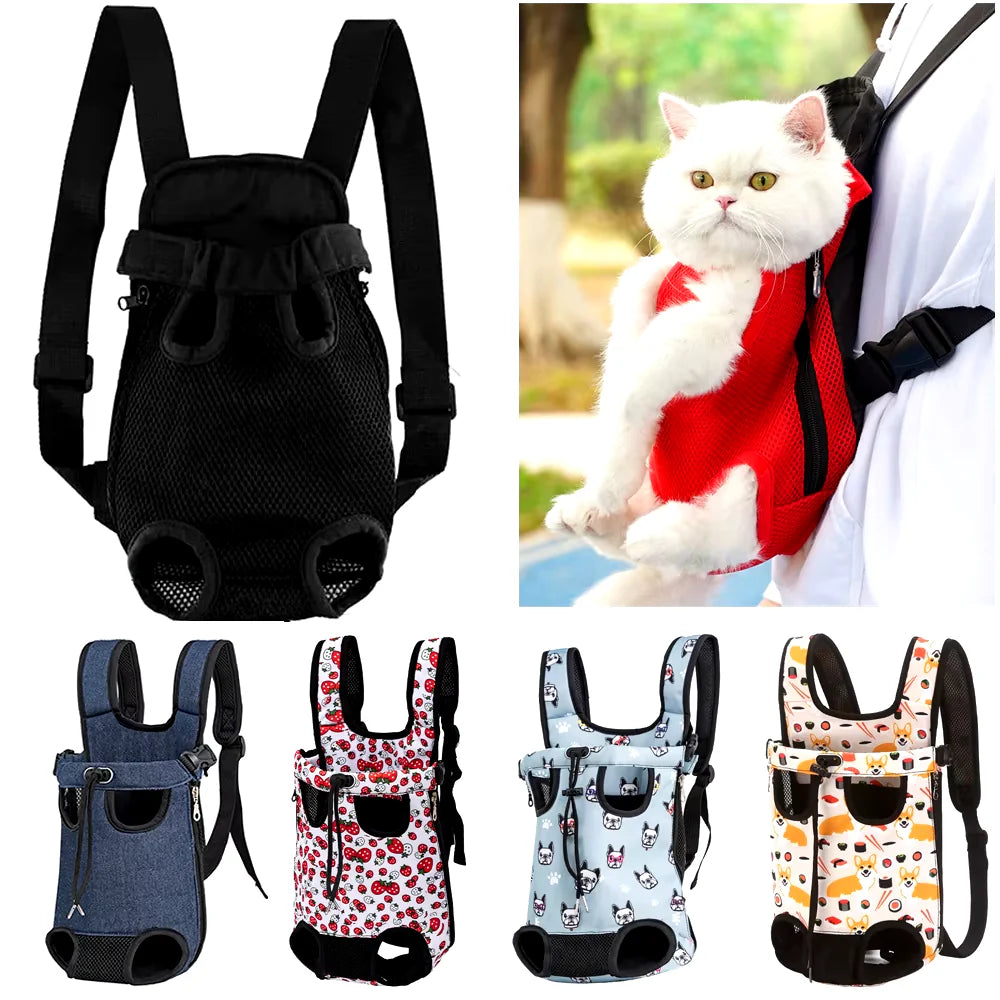 Adjustable Pet Carrier Backpack for Cats and Dogs - Portable Outdoor Travel Bag for Camping and Hiking