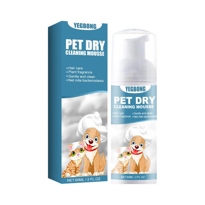 Pet Dry Wash Foam Shampoo for Kittens and Dogs - Rinse-Free Formula, Odor Eliminator, Coat Smoother, and Fur Cleanser