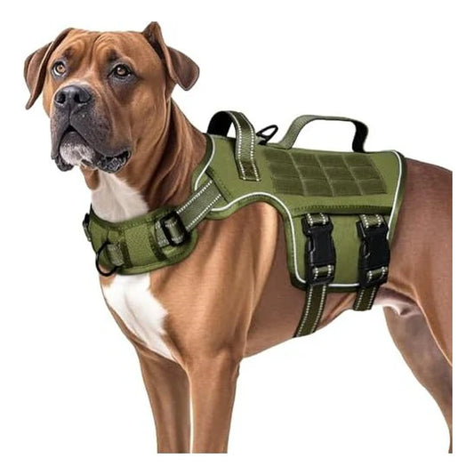 Heavy Duty Tactical Dog Harness for Large Dogs - No Pull, Adjustable, Reflective, and Breathable Vest for Walking, Hiking, and Training