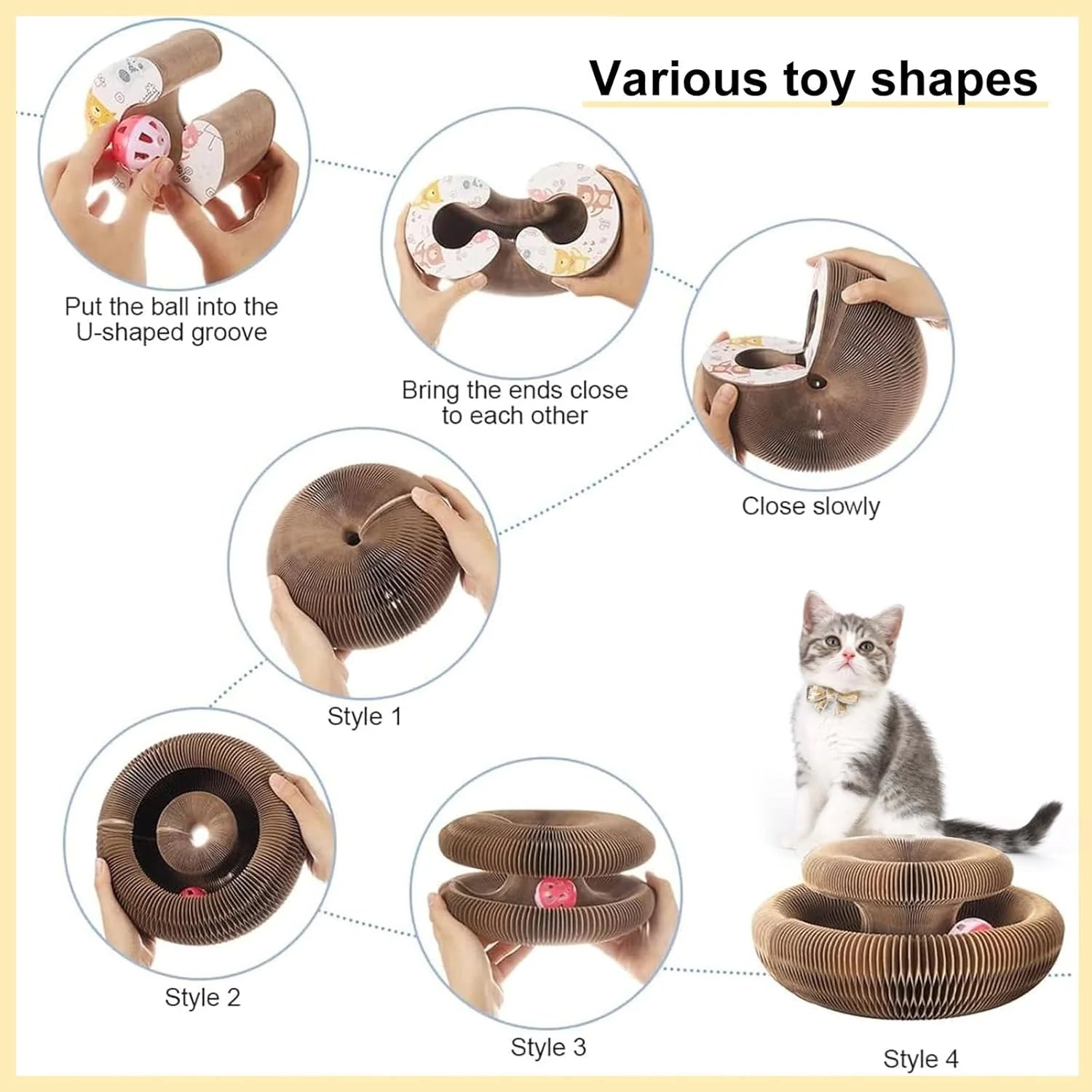 Interactive Kitty Curls Cat Toy - Magic Organ Scratch Pad with Toy Ball for Claw Grinding and Fun!