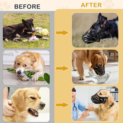 Soft & Breathable Adjustable Dog Muzzle - Prevent Chewing & Biting for Grooming, Training, and Safety