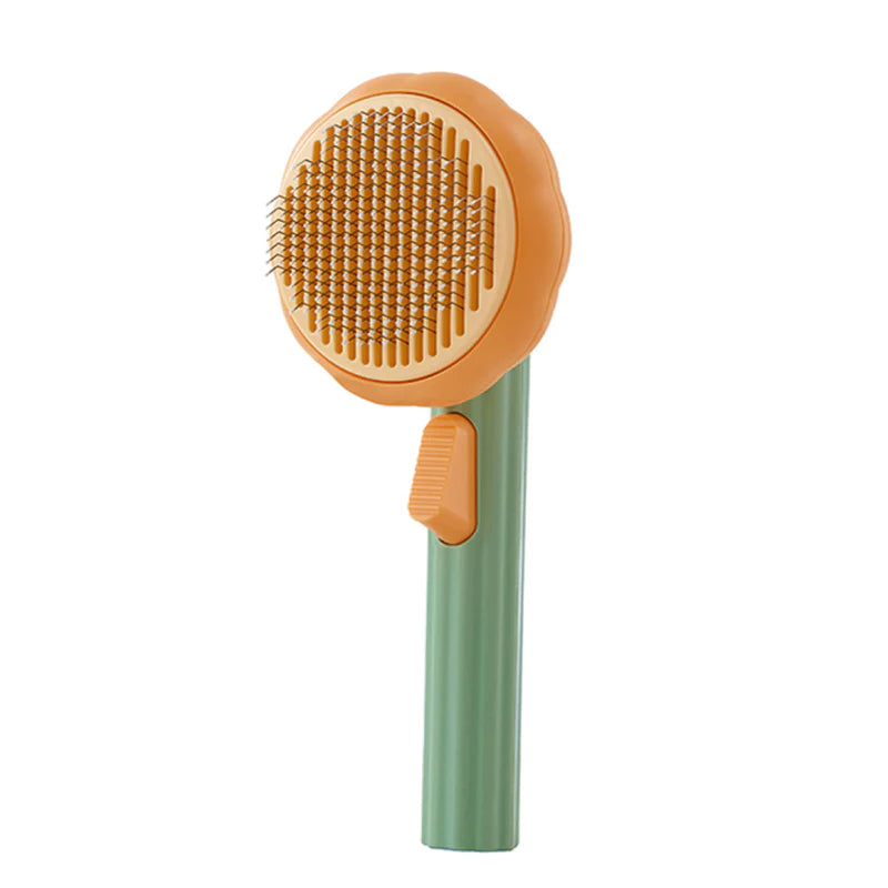 Pumpkin Cat Grooming Brush - Effortlessly Remove Loose Fur & Tangles with Self-Cleaning Design