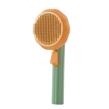Pumpkin Cat Grooming Brush - Effortlessly Remove Loose Fur & Tangles with Self-Cleaning Design