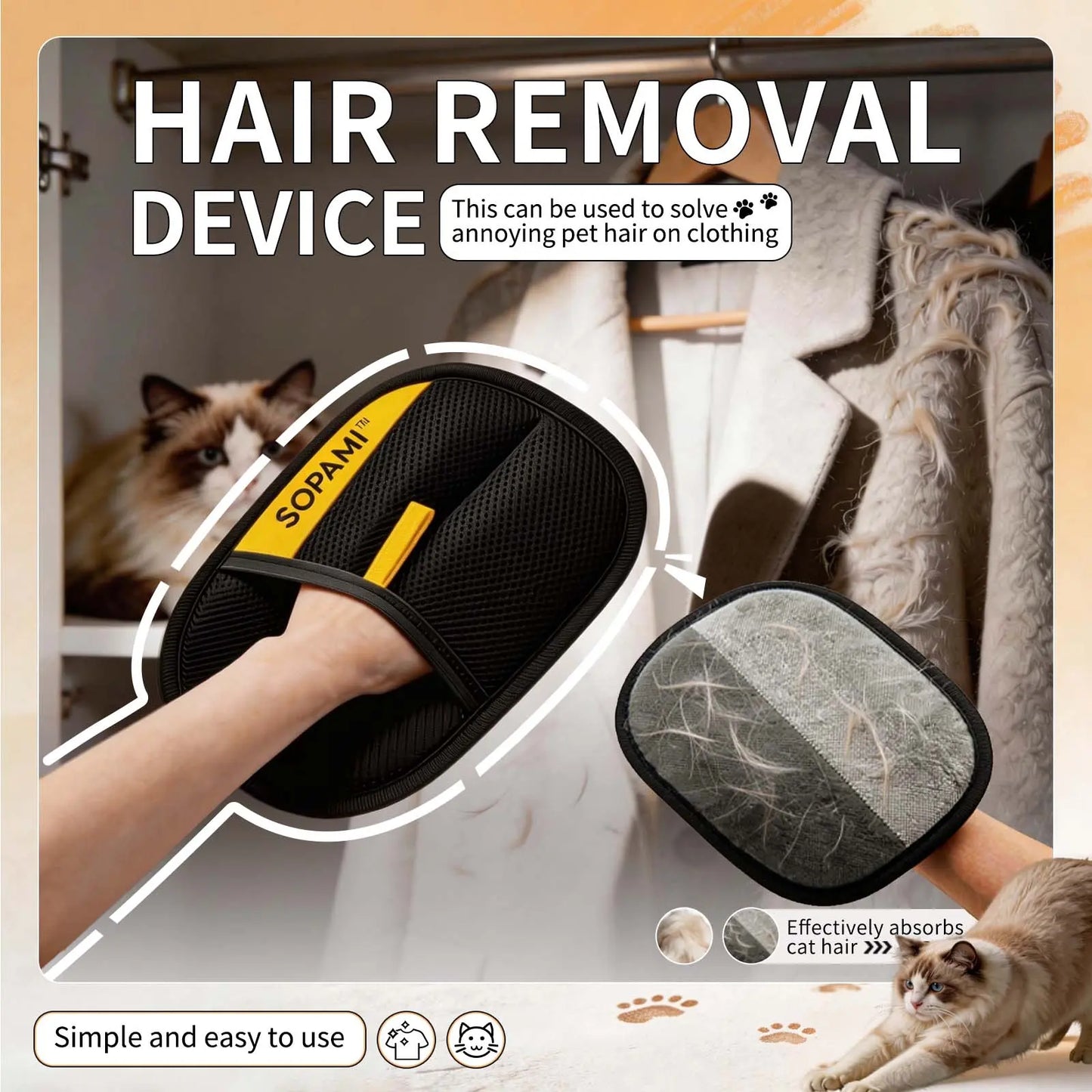 Reusable Pet Hair Remover Glove for Clothing and Upholstery - Pack of 3