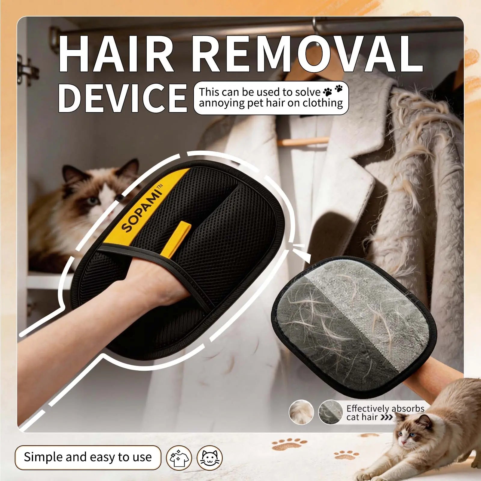Reusable Pet Hair Remover Glove for Clothing and Upholstery - Pack of 3
