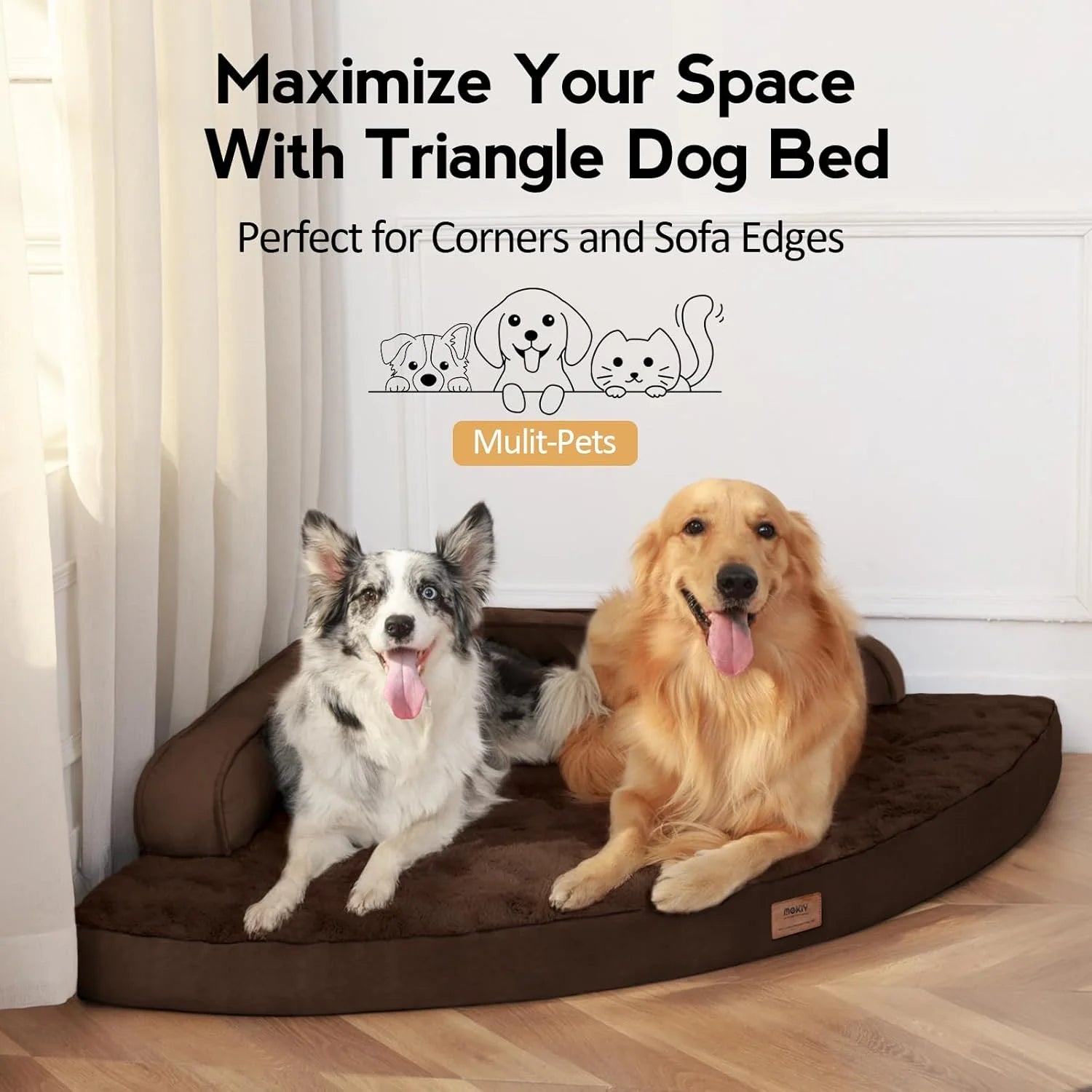 Luxurious Large Orthopedic Dog Bed - Egg-Crate Memory Foam with Waterproof Cover & Non-Slip Base (Brown)