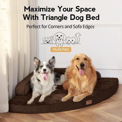 Luxurious Large Orthopedic Dog Bed - Egg-Crate Memory Foam with Waterproof Cover & Non-Slip Base (Brown)