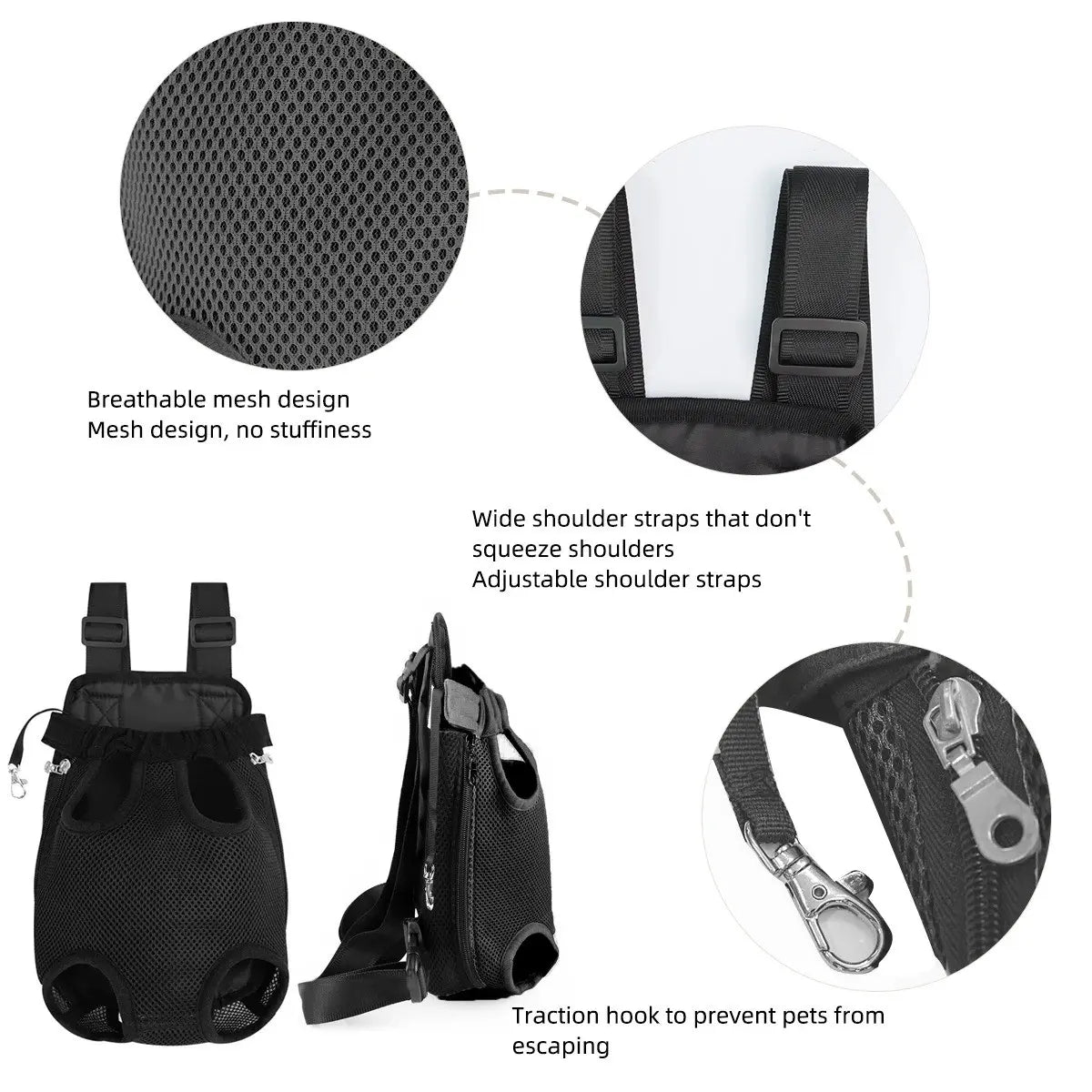 Portable Breathable Pet Carrier Backpack with Double Shoulder Mesh Design for Outdoor Activities - Durable and Lightweight Construction
