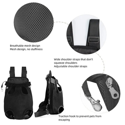 Portable Breathable Pet Carrier Backpack with Double Shoulder Mesh Design for Outdoor Activities - Durable and Lightweight Construction