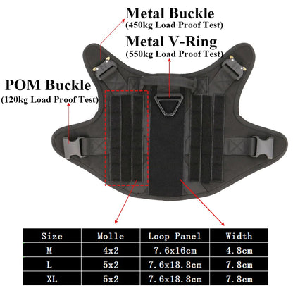 Durable MOLLE Tactical Dog Harness with Metal Buckle - Perfect for German Shepherds, Golden Retrievers, Labradors, and More!