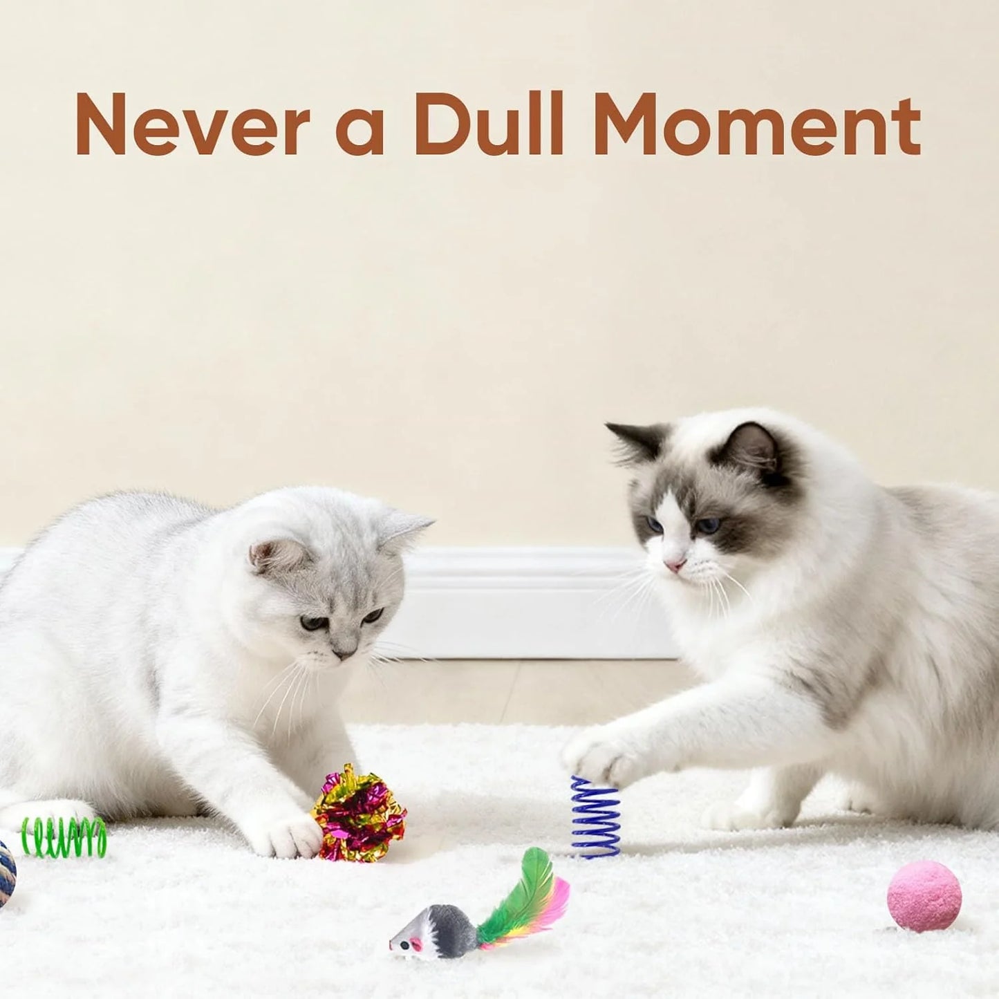 Ultimate 35-Pack Interactive Cat Toy Set for Indoor Cats - Colorful Springs, Crinkle Mice, Sisal Balls, Pompoms & Bell Balls for Endless Fun!