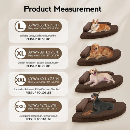 Luxurious Large Orthopedic Dog Bed - Egg-Crate Memory Foam with Waterproof Cover & Non-Slip Base (Brown)