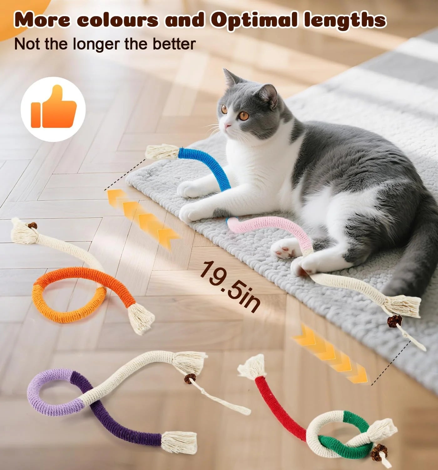 Interactive Cat Chew Ropes - 4 Pack with Refillable Natural Catnip, Safe Dental Toys for Indoor Cats and Kittens of All Breeds
