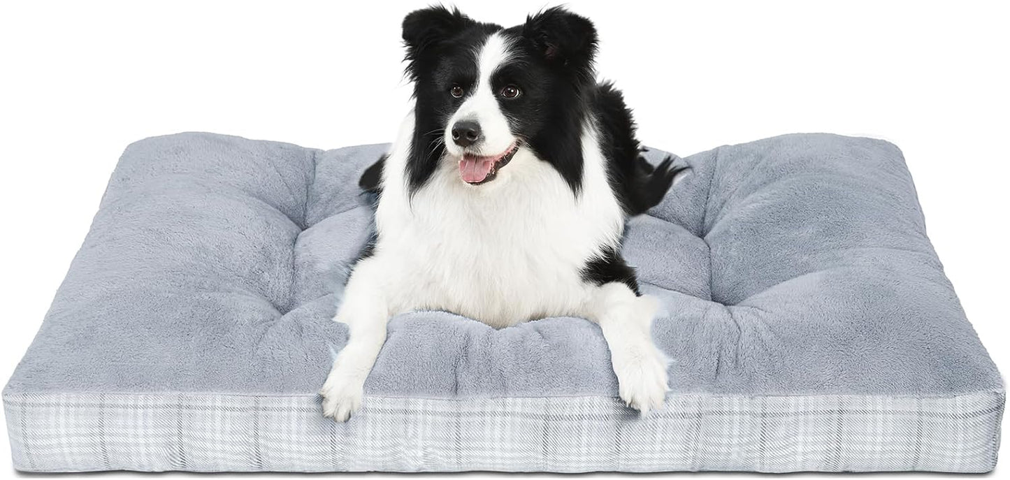 Washable Large Dog Bed with Anti-Slip Bottom - Premium Foam Pet Pad for Crates, Suitable for Large, Medium, and Small Dogs (Grey)