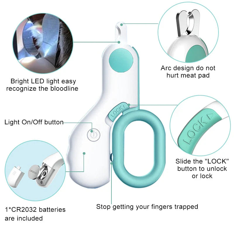 Ultimate Pet Nail Clipper with LED Light - Precision Grooming Scissors for Safe & Easy Claw Care