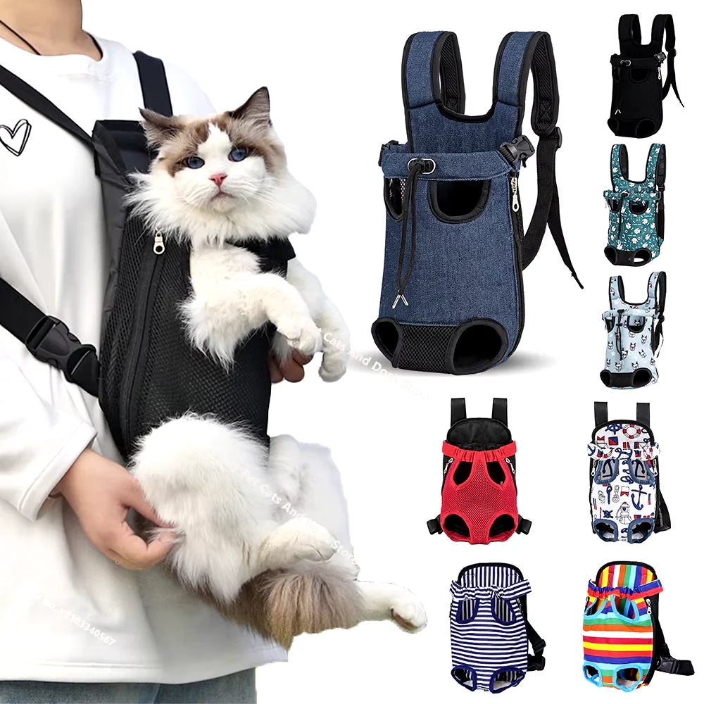 Adjustable Pet Carrier Backpack for Cats and Dogs - Portable Outdoor Travel Bag for Camping and Hiking