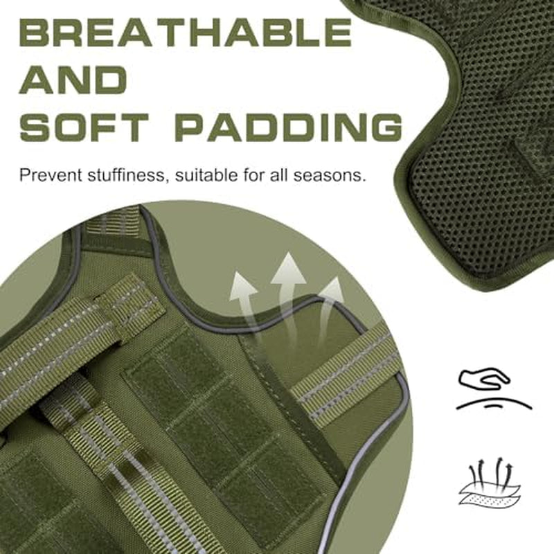Heavy Duty Tactical Dog Harness for Large Dogs - No Pull, Adjustable, Reflective, and Breathable Vest for Walking, Hiking, and Training