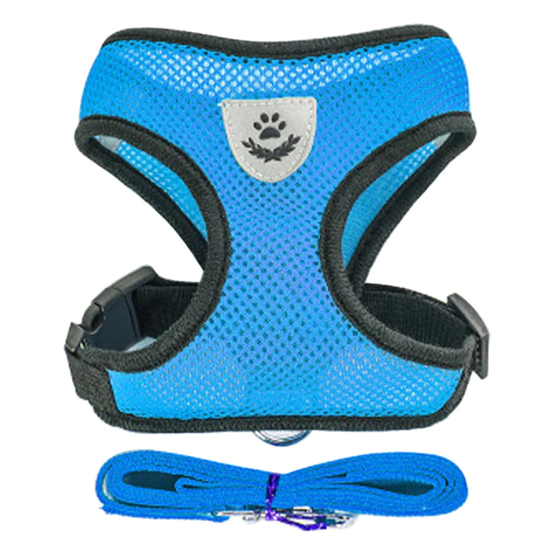 Adjustable Cat and Dog Harness Vest with Leash - Comfortable Mesh Walking Gear for Small to Medium Pets