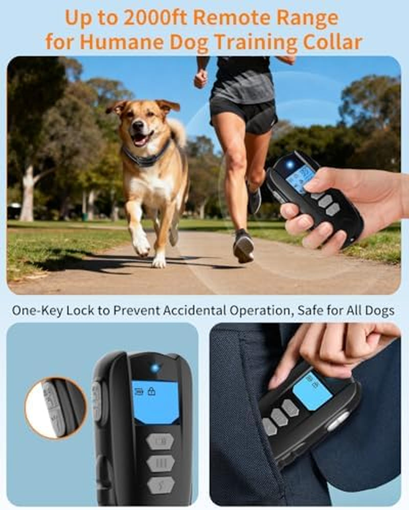 Ultimate Dog Training Collar with Remote – Waterproof Shock Collar for Dogs 10-120 lbs, 2000FT Range, Rechargeable with Beep, Vibration, Shock & Flashlight Modes